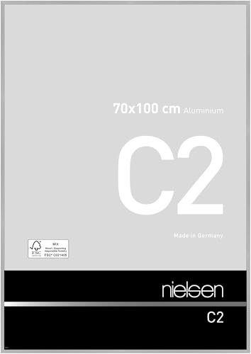 nielsen Bilderrahmen, 70 x 100 cm, Aluminium, Silber matt, Posterrahmen zum Aufhängen im Hoch- & Querformat, Echtglas, C2