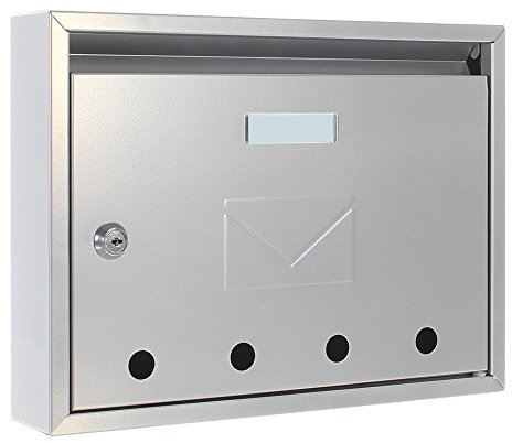 Rottner Briefkasten Imola, Zylinderschloss mit 2 Schlüssel, Stahl, BxH 320x240 mm, Befestigungsmaterial inklusive, Namensschild, Sichtfenster