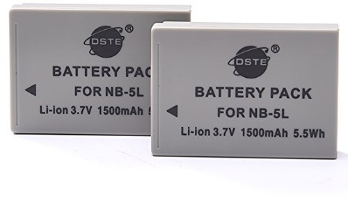 DSTE 2pcs NB-5L Replacement Li-ion Battery for Canon PowerShot S100, S110, SD700 IS, SD790 IS, SD800 IS, SD850 IS, SD870 IS, SD880 IS, SD890 IS, SD900 IS, SD950 IS, SD970 IS, SD990 IS, SX200 IS, SX210 IS, SX220 IS, SX230 HS Digital Cameras
