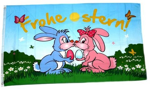 Fahne/Flagge Frohe Ostern küssendes Hasenpaar