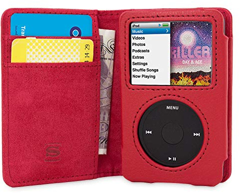 Snugg iPod Classic Case, Leather Flip iPod 7th Generation Case Executive Apple iPod Case Cover Wallet - iPod Case 7th Generation Legacy Series - Red