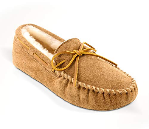 Minnetonka Herren Sheepskin Softsole Mocassin Mokassin, Beige (Golden Tan), 42.5 EU