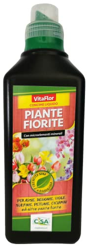 Cisa Vitaflor Concime Piante Fiorite con NPK, concime liquido universale per fiori, piante ornamentali e piante fiorite 1L