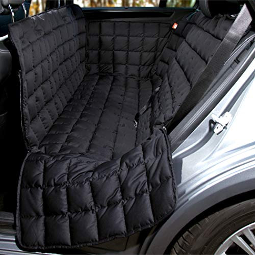 Doctor Bark Hunde 3-Sitz-Autoschondecke für die Rücksitzbank, All-Side Schutz mit Reißverschluss für alle PKWs und SUVs, M in Schwarz
