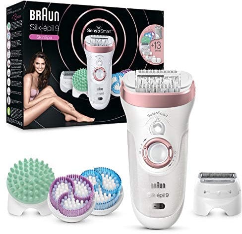 Braun Silk-épil 9 Epilator, Hair Removal With SkinSpa SensoSmart Epilator +13 Extras, Electric Shaver & Trimmer, Wet & Dry, UK 2 Pin Plug, 9-990, Rose Gold