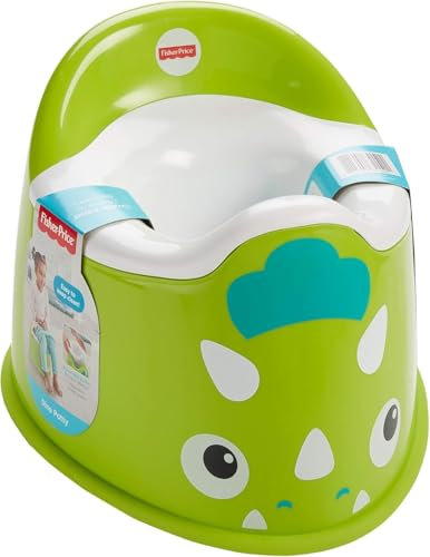 Fisher-Price FTV11 - Dino-Töpfchen, Toilettentrainer mit integriertem Spritzschutz für Kleinkinder, grün