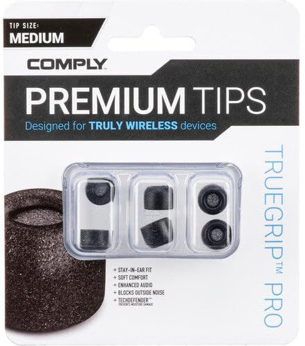 COMPLY TrueGrip Pro Earbud Tips | Premium Memory Foam Replacement Tips (Medium)