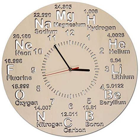 Namofactur Holz Wanduhr Periodensystem Geschenke Chemie Wissenschaft Geschenkartikel für Studenten Schüler