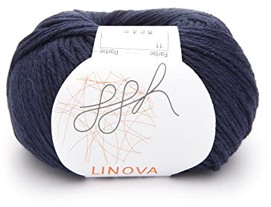 ggh Linova | Baumwolle mit Leinen Mischung | 50g Wolle zum Stricken oder Häkeln | Farbe 011 - Marine
