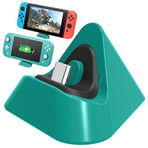 FASTSNAIL Charger Dock for Nintendo Switch/OLED/Lite, Portable Mini Charging Stand Docking Station Replacement, Triangle Holder (Green)