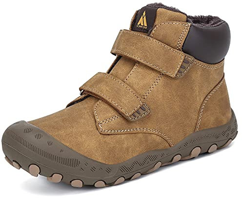 Mishansha Scarpe Invernali Bambino Stivaletti Neve Bambina Caldo Scarponcini Invernali Bambini Stivali Invernali Antiscivolo Scarponi Neve Marrone,Gr.30