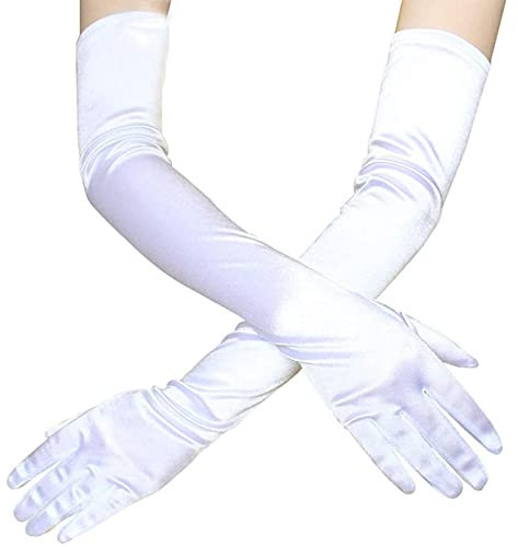 KUOU Elbow Gloves, Evening Opera Gloves Long Gloves Fancy Dress Gloves 1920s Style Prom Gloves Satin gloves for Christmas Party Wedding Prom Opera Graduation Paty (55 cm/20.5inch)