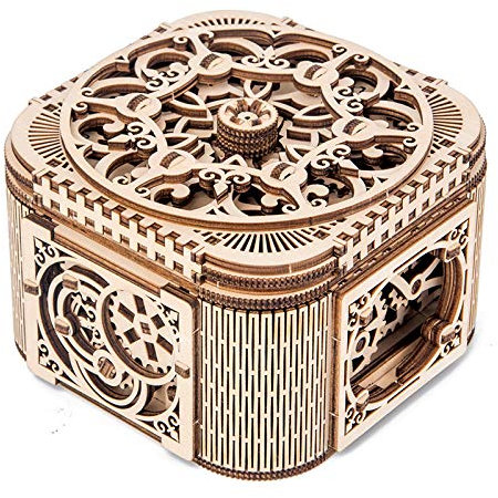 Laser Cutting Wooden Jewelry Box Assembled Creative Toy Gift Puzzle Wooden Mechanical Transmission Model