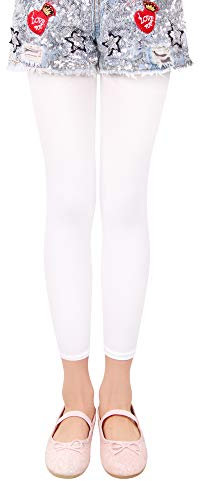 L&K-II 3/4 Kinder Mädchen Sommer Strumpfhose ohne Füße Ballett Strumpfhose Tanzstrumpfhose 40 Den Blickdichte Mikrofaser Farbig 27252 Weiß 86/92