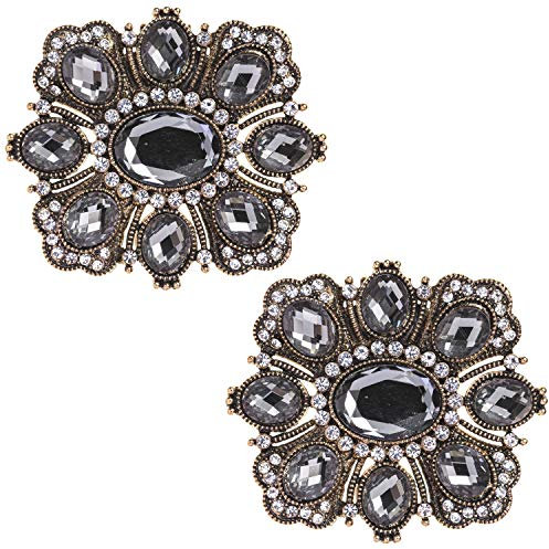 LOVE SHOES Damen 2 Schuhclips Luxe Edition Grau Glitzer elegant Schmuck Clip Schuhe Via Condotti
