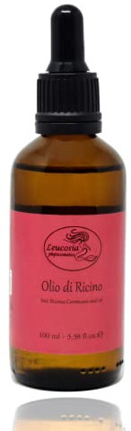 Leucosia Olio di Ricino Puro 100%, Olio di Ricino per Capelli Secchi e Fragili, Ciglia e Sopracciglia,100ml, Rinforza Capelli, Unghie e Pelle, Castor Oil Organic Spremuto a Freddo