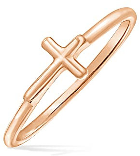 Bague Religieuse Empilable En Forme De Croix Pour Ados En Or Jaune 14K Jaune Plaqué .925 Argent Sterling