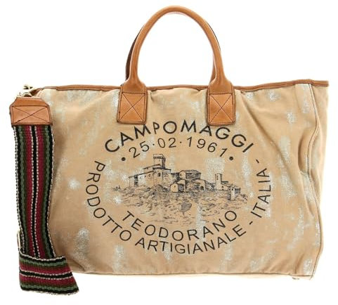 Handtasche Campomaggi C029990ND X1968 F0683 Shopping Bag Grande Tessuto Platino Camello