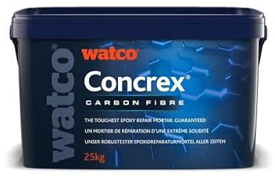 Watco Concrex® Carbon Fibre Epoxy Resin Concrete Repair Mortar - Quick, Easy, Permanent - Strong Repairs for Floors, Ramps & Steps (25kg)