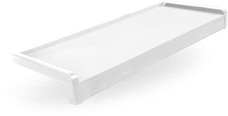 Seiletech.de Davanzale per finestra in alluminio + verniciato a polvere, 110 cm, bianco RAL 9016, profondità 20 cm, resistente alle intemperie, con tappi terminali in PVC, davanzale esterno per
