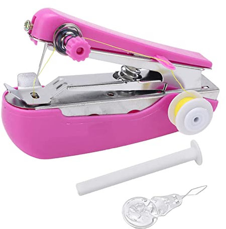 GLOGLOW Mini Macchina da Cucire Manuale, da Cucire Portatile Tascabile Macchina da Cucire Viola Leggera per Strumenti di Cucito Domestico Artigianato Pantaloni Maglione Bambola di Peluche Maglieria