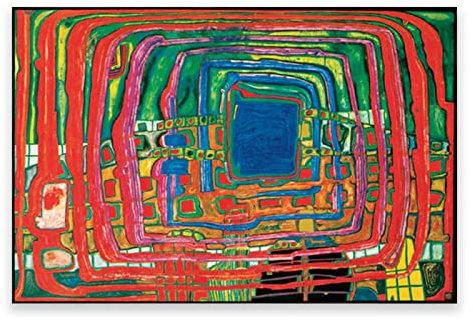 Friedensreich Hundertwasser berühmte Gemälde Leinwanddruck (433) Reproduktion Leinwandbild für Heimdekoration, 40 x 64 cm, rahmenlos