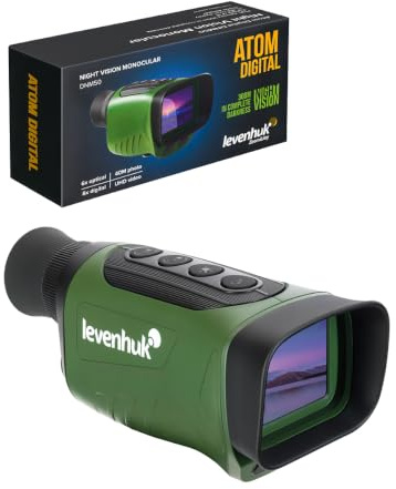 Levenhuk Atom Digital DNM50 – Monocular de Sujeción Manual, Compacto y Ligero, para Visión Diurna y Nocturna, con Grabadora de Fotos y Vídeos
