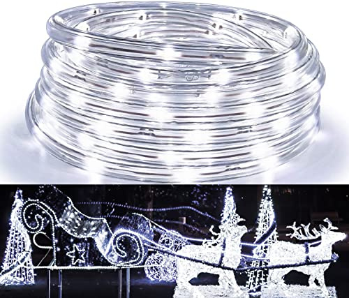 Herrselsam 50M LED Lichterschlauch Außen Lichtschlauch Weiß 8 Modi LED Lichterkette Aussen Wasserdicht LED Schlauch mit Memory-Funktion Strombetrieben für Innen Außen Garten Party Hochzeit