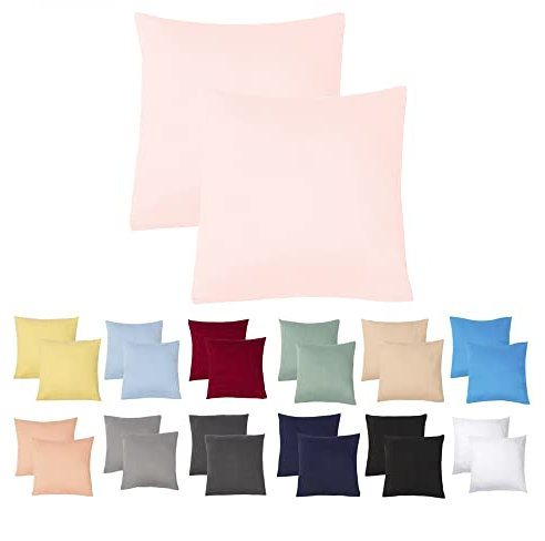 Livessa 2er Set Kissenbezug 50x50 aus%100 Baumwolle Jersey Stoff, Kissenbezüge, 50x50 mit Reißverschluss, Kopfkissenbezug 50x50 cm, Kissenhülle, atmungsaktiv, Oeko-Tex Zertifiziert, Pillow Cover