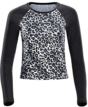 Winshape Damen Functional Light and Soft Cropped Long Sleeve Top Aet119ls, Schneeleopard, Ultra Style Yoga-Shirt, Mehrfarbig, S EU