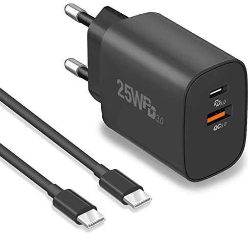 25W USB C Ladegerät für Samsung, Dalugo Dual Port Super Fast Charger für Samsung Galaxy S23 Ultra/S23+/S23/S22 Ultra/S22/S21 Ultra/A34 5G/A54 5G/A14 5G, Mit 2M Typ-C Ladekabel