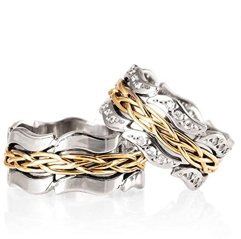 Silber Ehering Sets 925 Sterling Silber Paar passende Ehering Set Personalisierte Mann und Frau Silber Ehering Set