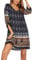 Women 2023 Summer Dress Boho Floral 3/4 Sleeve Ladies Casual Swing Midi Dress Navy Blue L