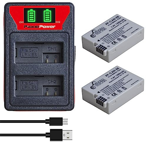 Pickle Power 2Pcs LP-E8 Akku und Schnelles Dual Ladegerät für Canon Rebel T2i /T3i /T4i /T5i, EOS 700D /550D /600D /650D, Kiss X5/X4/X6i/X7i Kameras