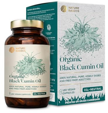 Bio Schwarzkümmelöl - 180 Kapseln hochdosiert / 500 mg hochwertiges Bio Schwarzkümmelöl & 250 mg Linolsäure je Kapsel/Vegan, Zertifiziert & Nachhaltig im Glas