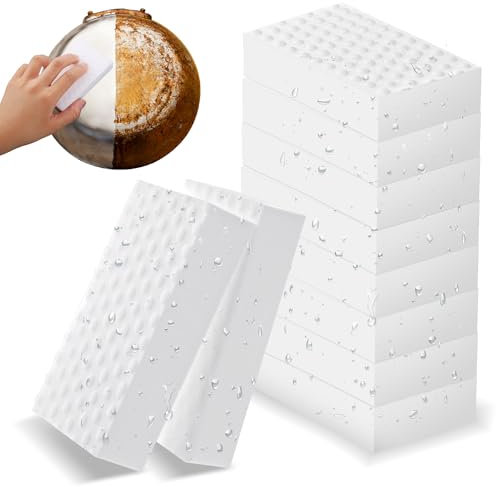 COMNICO Paquete de 10 gomas de borrar mágicas, cepillo de espuma de melamina duradero, potente limpiador de manchas de trapo para cocina, plato de cocina, baño, pared y suelo