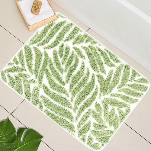 homantic Badteppiche für Badezimmer, rutschfest, maschinenwaschbar, Badezimmerdekoration, wasserabsorbierend, Badteppiche für Waschbecken, Badewanne und Dusche, 50 x 80 cm, Salbeigrün