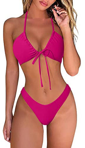 DOULAFASS Damen Bikini Set Sexy Bikini Brazilian Style Niedriger Taille String Triangel 2tlg Bikini
