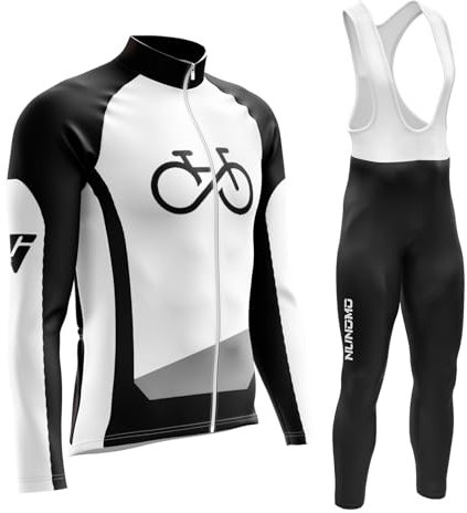 Herren Radsportanzüge mit Thermofleecefutter Langarm Winter Radtrikot Set Radfahren Fahrradhose mit 9D Silikon Gepolsterten für MTB Outdoo (TYPE-2A,XXL)