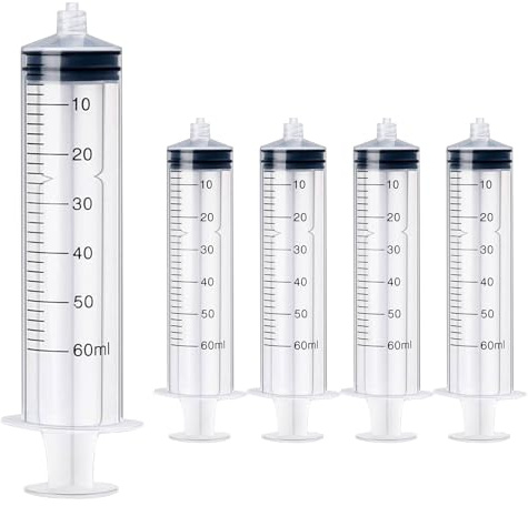 4Pcs 60ml Plastic Syringes Luer Lock With Caps No Needle Individual Wrap Colostrum Syringe for Refilling Science Labs Colostrum Collector Glue Applicator Feeding Pets Measuring Liquids Plant Watering