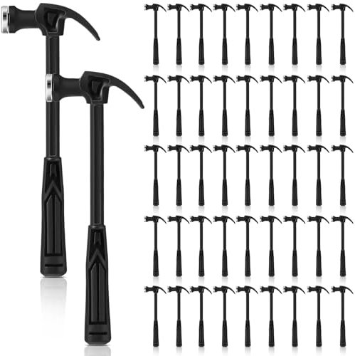WILLBOND 60 Pcs Mini Plastic Claw Hammer, 7.3 x 2.56 Inches, Black, 2.26 kg, Ergonomic Plastic Handle, German Style, Ideal for Crafts, DIY, Woodworking, Emergency Escape
