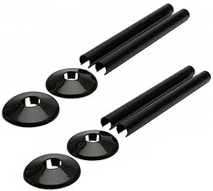 BBTISG Lot de 8 Cache Tuyaux de Radiateur 200mm de Long Tuyau de 15mm Cache Tuyaux de Radiateur à Clipser pour Chauffage Central (Noir)