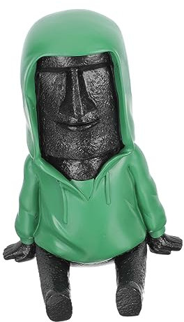 IWOWHERO Osterinsel Statue aus Kunstharz als Einzigartige Kleine Dekoration für Büro und Zuhause mit Schwarzer Oberfläche und Souvenir Funktionalität