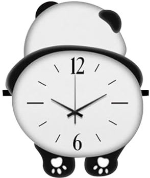 Fenteer Holz-Panda-Wanduhr, Wandkunst-Dekor, Bezaubernde Hängeuhr, batteriebetrieben, für Bar, Café, Höhe 30cm