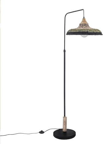 FORLIGHT Korg pie de Salon con Pantalla de Cuerda Natural para Bombilla E27