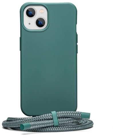 doqui Handyhülle mit abnehmbarem Band | Flexible Handykette | Anti-Fingerabdruck-Beschichtung | Grün (iPhone 15)