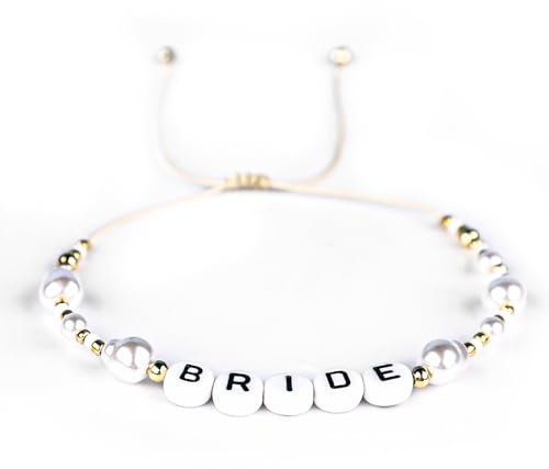Mikovivi Perlenarmband Braut, Armband Braut Verstellbares Exquisites Perlenarmband Brautjungfern-Geschenk Bachelorette-Armbänder Schmuck für Brautparty Gastgeschenk Hochzeitsaccessoire