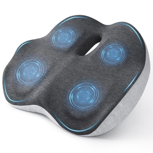 CooAoo Sitzkissen Orthopädisch, Stuhlkissen Orthopädisches Hämorrhoiden Dekubitus Sitzkissen Bürostuhl Kissen Memory Foam Ergonomisches Ischias Steißbein Sitzkissen Rollstuhl Sitzpolster Autokissen