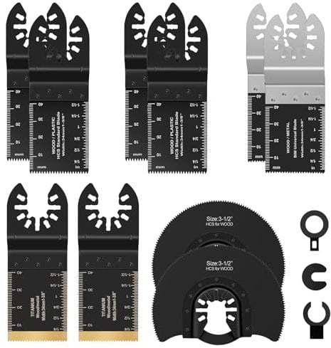 13pcs Multi Tool Blades Set, Universal Oscillating Saw Blades Set, Multi Tool Accessories, Compatible with Fein Multimaster, Ryobi, Milwaukee, Bosch, Dremel, Rockwell, Makita