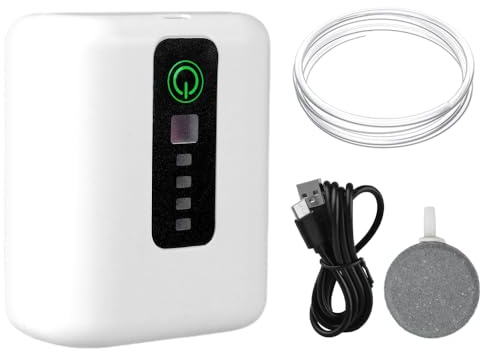 Luftpumpe für Aquarien, Leise Arbeitende USB Aquarien Sauerstoffpumpe mit 2 Sauerstoffversorgungsmodi zum Angeln Im Freien